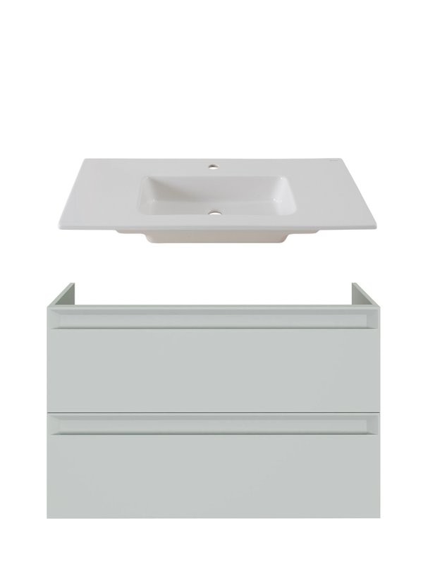 Тумба с раковиной Allen Brau Eclipse 2.0 100 матовый папирус, раковина Fantasy Flat 102, без перелива, белая