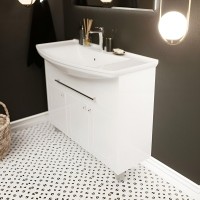 Тумба с раковиной 1MarKa Lina classic new 105 белый глянец, с дверками и ящиком