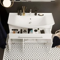 Тумба с раковиной 1MarKa Lina classic new 105 белый глянец, с дверками и ящиком