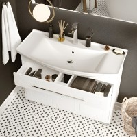 Тумба с раковиной 1MarKa Lina classic new 105 белый глянец, с дверками и ящиком