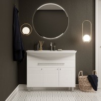Тумба с раковиной 1MarKa Lina classic new 105 белый глянец, с дверками и ящиком
