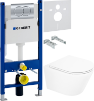 Комплект Унитаз подвесной BelBagno Tre + Инсталляция Geberit Duofix Delta 458.149.21.1 с кнопкой смыва, хром + Звукоизоляция