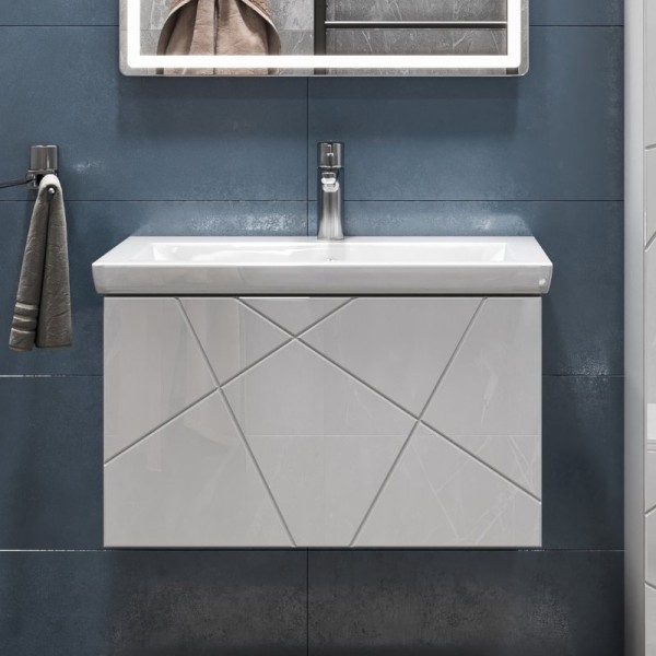 Тумба с раковиной Vigo Geometry 60 подвесная, белая, раковина Como 60