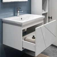 Тумба с раковиной Vigo Geometry 60 подвесная, белая, раковина Como 60