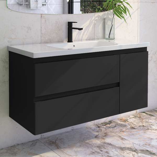 Тумба под раковину без столешницы Caprigo Forte 120 R подвесная, черная