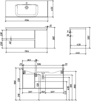 Тумба под раковину без столешницы Caprigo Forte 120 R подвесная, черная