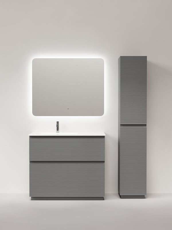 Мебель для ванной комнаты Sancos Folk Floor 100 левая напольная, ergraut soft, раковина CN7014