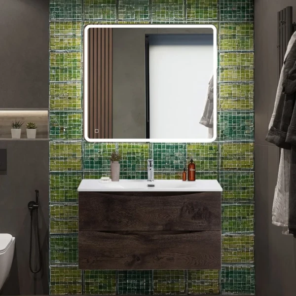 Мебель для ванной комнаты BelBagno Marino-cer-n 90 подвесная, rovere nature grigio
