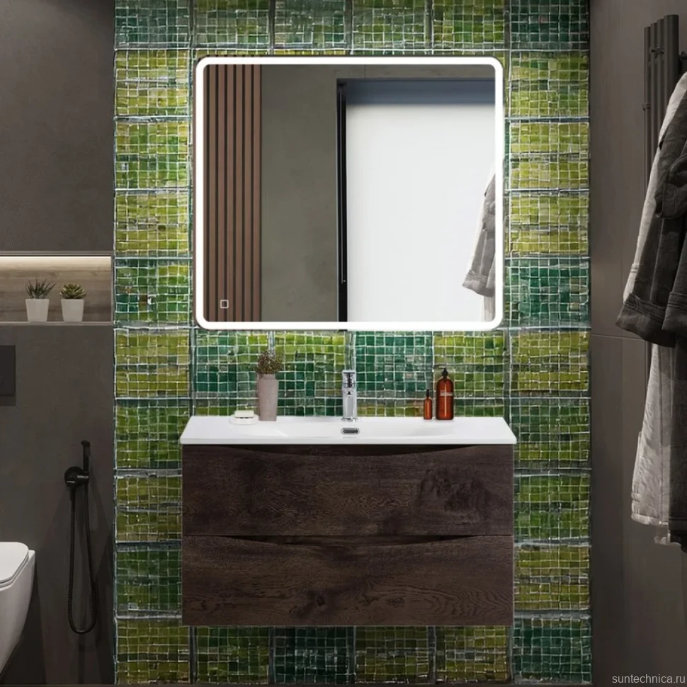 Мебель для ванной комнаты BelBagno Marino-cer-n 90 подвесная, rovere nature grigio