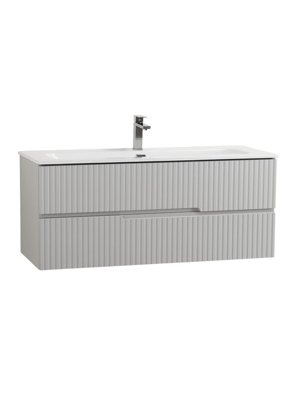 Тумба с раковиной Cezares Duet-n 120 подвесная, 2 ящика, жемчужная серая