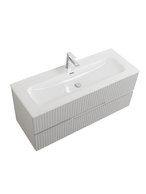 Тумба с раковиной Cezares Duet-n 120 подвесная, 2 ящика, жемчужная серая