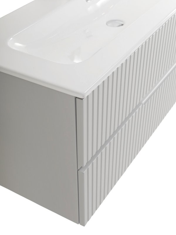 Тумба с раковиной Cezares Duet-n 120 подвесная, 2 ящика, жемчужная серая