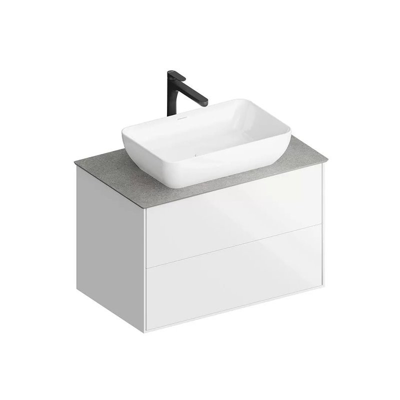 Тумба под раковину KERAMA MARAZZI Plaza Modern 80 подвесная, с ящиками, глянцевая белая