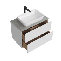 Тумба под раковину KERAMA MARAZZI Plaza Modern 80 подвесная, с ящиками, глянцевая белая