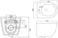 Комплект Унитаз подвесной Cezares Stylus + Крышка CZR-2316-SC с микролифтом + Инсталляция TECE Now 9400412 4 в 1 с кнопкой смыва