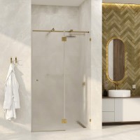 Душевая дверь в нишу Wasserkraft Ems 76H05R-TXG 120 см, текстурное стекло, фурнитура золото