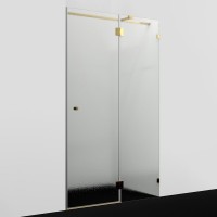Душевая дверь в нишу Wasserkraft Ems 76H05R-TXG 120 см, текстурное стекло, фурнитура золото