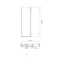 Душевая дверь в нишу Wasserkraft Ems 76H05R-TXG 120 см, текстурное стекло, фурнитура золото