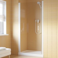 Душевая дверь в нишу Vegas Glass EP Lux 80 01 01 L профиль белый, стекло прозрачное