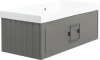 Тумба с раковиной La Fenice Cubo 100 подвесная, cappuccino, ручка черная, раковина Cubo 100