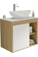 Тумба с раковиной Teymi Nura 70 дуб эврика, матовая белая, раковина Lori 60