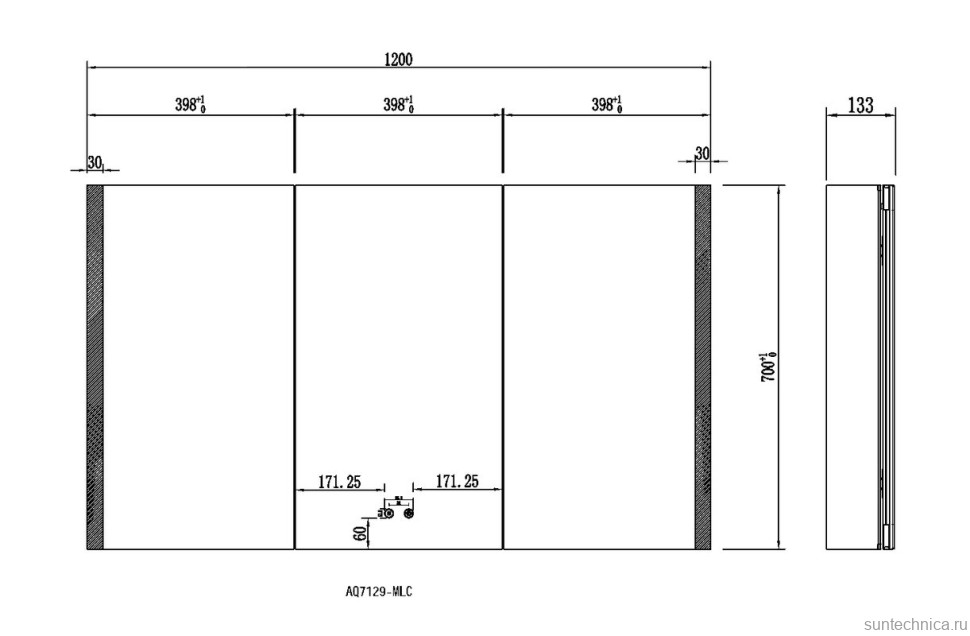 Зеркало-шкаф AQUATEK AQ7129-MLC 120 с подсветкой