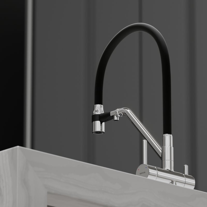 Смеситель для кухни Sancos Dora SC4003CH с гибким изливом, хром