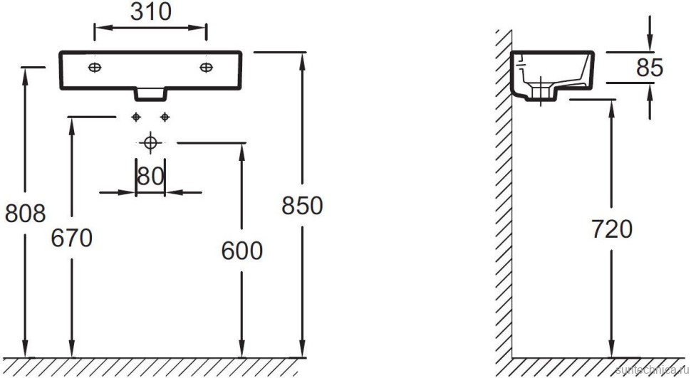 Раковина маленькая в туалет Jacob Delafon Odeon Rive Gauche EGO112-56-00 R