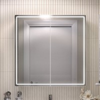 Зеркало-шкаф Vigo Geometry Comfort 80 с подсветкой и антизапотевателем, белый