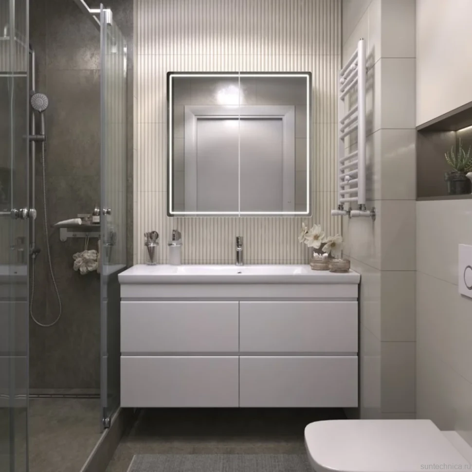 Зеркало-шкаф Vigo Geometry Comfort 80 с подсветкой и антизапотевателем, белый