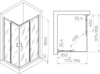 Душевой уголок RGW Passage PA-146 1000x800x1850 профиль хром