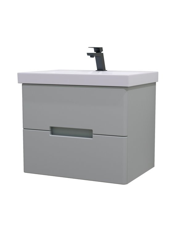 Тумба с раковиной SanStar Ориана 60 подвесная, серая, раковина Cersanit Moduo 60