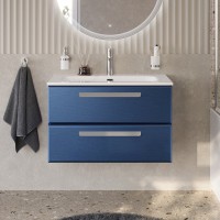 Тумба с раковиной Cezares Eco Cer-N 80 sapfiro, раковина Eco 80, ручки серые