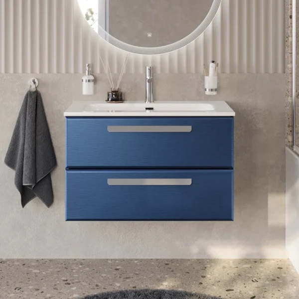 Тумба с раковиной Cezares Eco Cer-N 80 sapfiro, раковина Eco 80, ручки серые