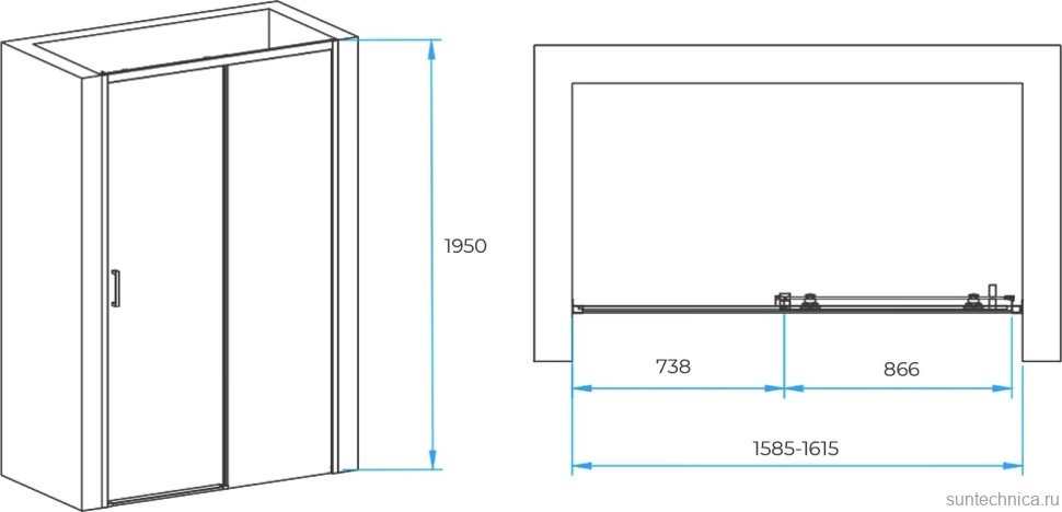 Душевая дверь в нишу RGW Passage PA-017B 160 см, профиль черный