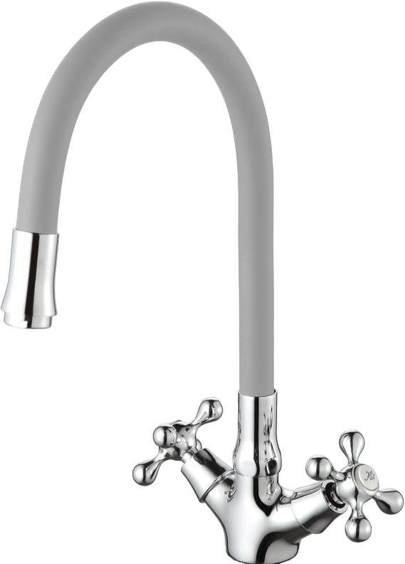 Смеситель для кухни D-lin D153810-2 с гибким изливом, серый