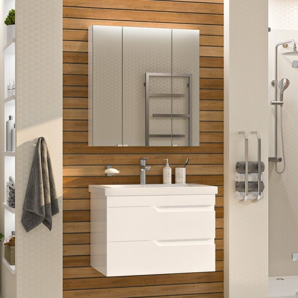 Мебель для ванной комнаты Misty Софт 75 подвесная, белая эмаль