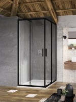 Душевой уголок Ravak Blix Slim BLSRV2-80 профиль матовый черный, стекло прозрачное Transparent