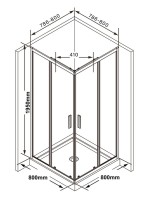 Душевой уголок Ravak Blix Slim BLSRV2-80 профиль матовый черный, стекло прозрачное Transparent
