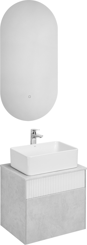 Мебель для ванной комнаты AQUATON Марбл 60 слэйт, белая матовая, раковина 32700B000