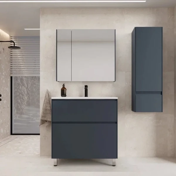 Мебель для ванной комнаты Style Line Лима 100 см напольная LINE 100 2 ящика PLUS Графит ЭМАЛЬ