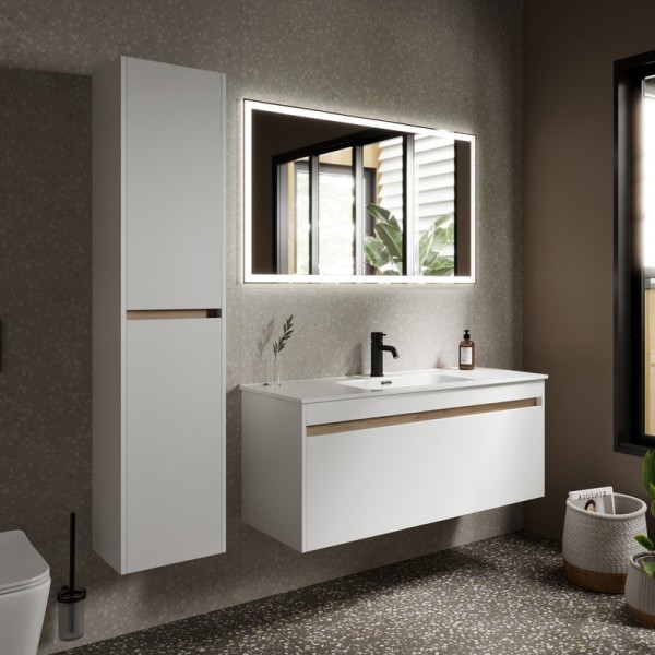 Мебель для ванной комнаты Sancos Smart 120 см белый глянец