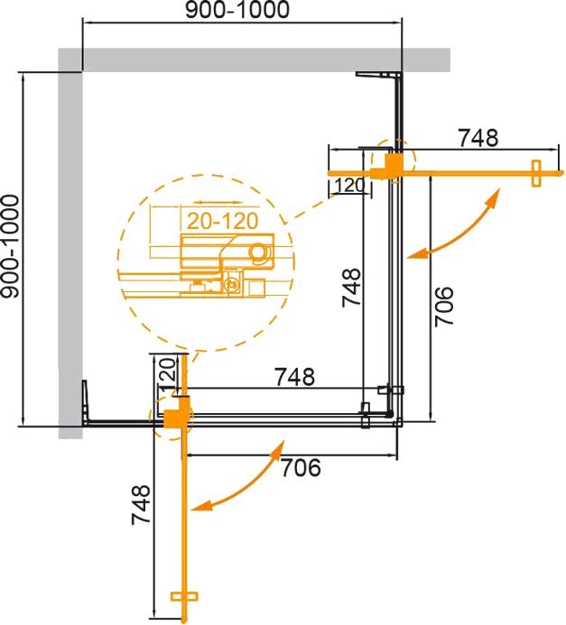 Душевой уголок Cezares Slider A 2 90/100 C Cr