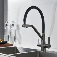 Смеситель для кухни Shevanik S968T с гибким изливом, оружейная сталь