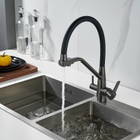 Смеситель для кухни Shevanik S968T с гибким изливом, оружейная сталь