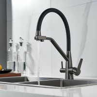 Смеситель для кухни Shevanik S968T с гибким изливом, оружейная сталь