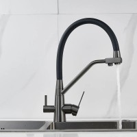 Смеситель для кухни Shevanik S968T с гибким изливом, оружейная сталь