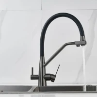 Смеситель для кухни Shevanik S968T с гибким изливом, оружейная сталь