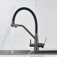 Смеситель для кухни Shevanik S968T с гибким изливом, оружейная сталь