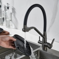 Смеситель для кухни Shevanik S968T с гибким изливом, оружейная сталь